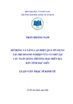 Luận văn mở rộng và nâng cao hiệu quả tín dụng tài trợ doanh nghiệp vừa và nhỏ tại các ngân hàng thương mại trên địa bàn tỉnh bạc liêu