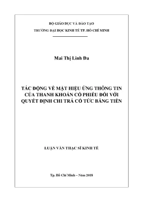 Luận văn tác động về mặt hiệu ứng thông tin của thanh khoản cổ phiếu đối với quyết định chi trả cổ tức bằng tiền