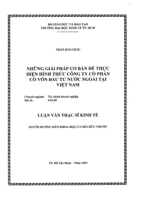 Luận văn những giải pháp cơ bản để thực hiện hình thức công ty cổ phần có vốn đầu tư nước ngoài tại việt nam