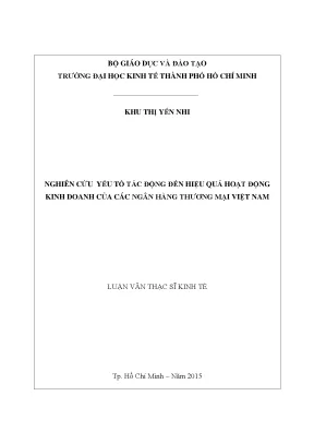 Luận văn nghiên cứu yếu tố tác động đến hiệu quả hoạt động kinh doanh của các ngân hàng thương mại việt nam