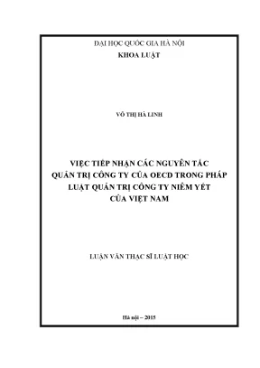 Việc tiếp nhận các nguyên tắc quản trị công ty của oecd trong pháp luật quản trị công ty niêm yết của việt nam