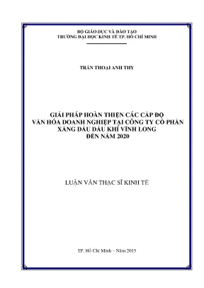 Luận văn giải pháp hoàn thiện các cấp độ văn hóa doanh nghiệp tại công ty cổ phần xăng dầu dầu khí vĩnh long đến năm 2020