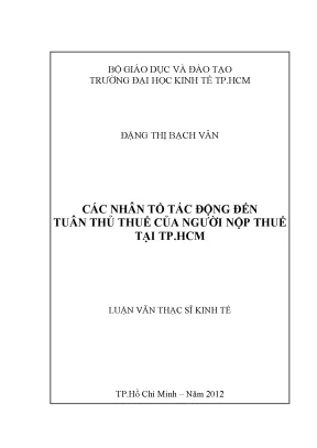 Luận văn các nhân tố tác động đến tuân thủ thuế của người nộp thuế tại tp hcm