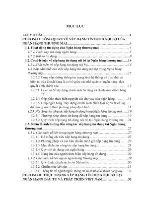 Hoàn thiện hệ thống xếp hạng tín dụng nội bộ tại ngân hàng đầu tư và phát triển việt nam