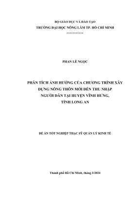 Luận văn thạc sĩ quản lý kinh tế phân tích ảnh hưởng của chương trình xây dựng nông thôn mới đến thu nhập người dân tại huyện vĩnh hưng tỉnh long an