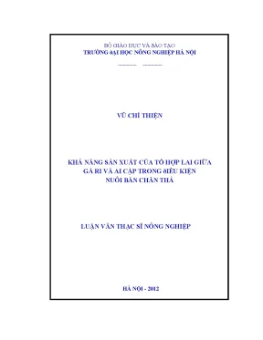 Khả năng sản xuất của tổ hợp lai giữa gà ri và ai cập trong điều kiện nuôi bán chăn thả