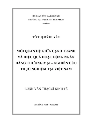 Luận văn mối quan hệ giữa cạnh tranh và hiệu quả hoạt động ngân hàng thương mại nghiên cứu thực nghiệm tại việt nam