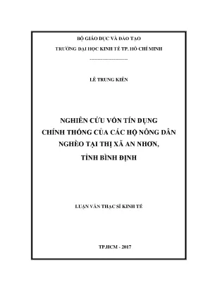 Luận văn nghiên cứu vốn tín dụng chính thống của các hộ nông dân nghèo tại thị xã an nhơn tỉnh bình định