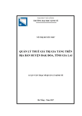 Luận văn thạc sĩ quản lý thuế giá trị gia tăng trên địa bàn huyện đak đoa tỉnh gia lai