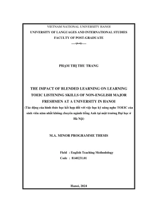 Luận văn thạc sĩ phương pháp giảng dạy tiếng anh the impact of blended learning in learning toeic listening skills of non english major freshmen in a university in hanoi