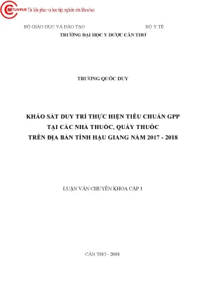 2711 khảo sát duy trì thực hiện tiêu chuẩn gpp tại các nhà thuốc quầy thuốc trên địa bàn tỉnh hậu giang năm 2017 2018
