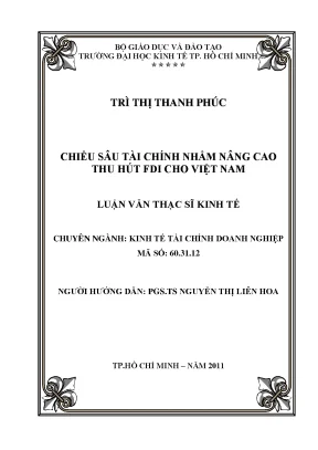 Luận văn chiều sâu tài chính nhằm nâng cao thu hút fdi cho việt nam