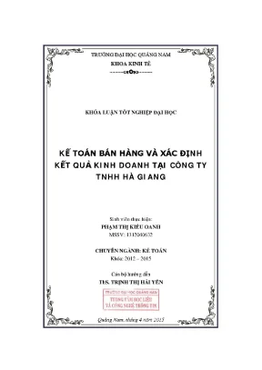1143 kế toán bán hàng và xác định kết quả kinh doanh tại công ty tnhh hà giang phạm thị kiều oanh luận văn đh quảng nam