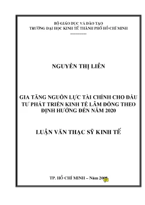 Luận văn gia tăng nguồn lực tài chính cho đầu tư phát triển kinh tế lâm đồng theo định hướng đến năm 2020