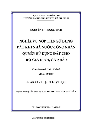 Luận văn thạc sĩ luật đất đai nghĩa vụ nộp tiền sử dụng đất khi được nhà nước công nhận quyền sử dụng đất cho hộ gia đình cá nhân watermark
