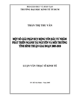 Luận văn một số giải pháp huy động vốn đầu tư nhằm phát triển ngành tài nguyên môi trường tỉnh bình thuận giai đoạn 2005 2010