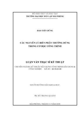 Luận văn thạc sĩ các nguyên lý biến phân thường dùng trong cơ học công trình
