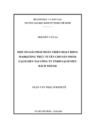 Luận văn một số giải pháp hoàn thiện hoạt động marketing trực tuyến cho sản phẩm gạch men tại công ty tnhh gạch men bách thành