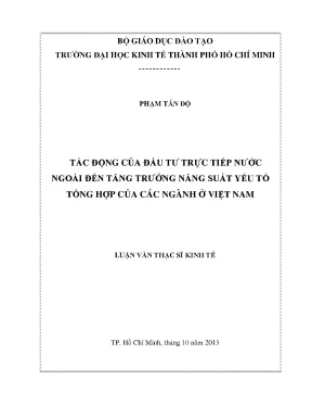 Luận văn tác động của đầu tư trực tiếp nước ngoài đến tăng trưởng năng suất yếu tố tổng hợp của các ngành ở việt nam