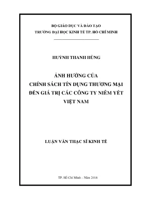 Luận văn ảnh hưởng của chính sách tín dụng thương mại đến giá trị các công ty niêm yết việt nam
