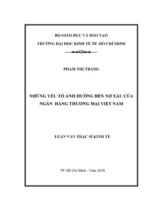 Luận văn những yếu tố ảnh hưởng đến nợ xấu của ngân hàng thương mại việt nam