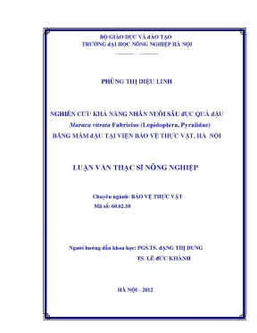 Nghiên cứu khả năng nhân nuôi sâu đục quả đậu maruca vitrata fabricius lepidoptera pyralidae bằng mầm đậu tại viện bảo vệ thực vật hà nội