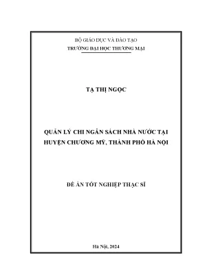 Luận văn quản lý chi ngân sách nhà nước tại huyện chương mỹ thành phố hà nội