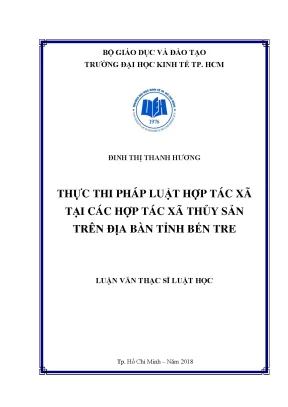 Luận văn thực thi pháp luật hợp tác xã tại các hợp tác xã thủy sản trên địa bàn tỉnh bến tre