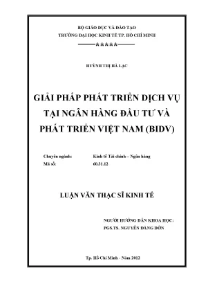 Luận văn giải pháp phát triển dịch vụ tại ngân hàng đầu tư và phát triển việt nam bidv