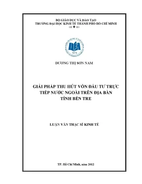 Luận văn giải pháp thu hút vốn đầu tư trực tiếp nước ngoài trên địa bàn tỉnh bến tre