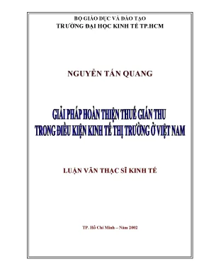 Luận văn giải pháp hoàn thiện thuế gián thu trong điều kiện kinh tế thị trường ở việt nam