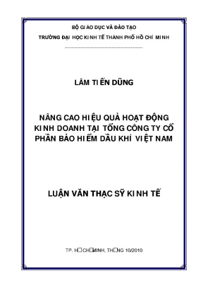 Luận văn nâng cao hiệu quả hoạt động kinh doanh tại tổng công ty cổ phần bảo hiểm dầu khí việt nam
