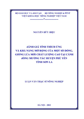Đánh giá tính thích ứng và khả năng mở rộng của một số dòng giống lúa mới chất lượng cao tại cánh đồng mường tấc huyện phù yên tỉnh sơn la
