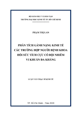 Luận văn phân tích gánh nặng kinh tế các trường hợp người bệnh khoa hồi sức tích cực có bội nhiễm vi khuẩn đa kháng