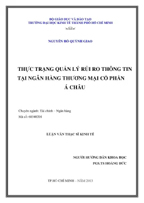 Luận văn thực trạng quản lý rủi ro thông tin tại ngân hàng thương mại cổ phần á châu luận văn thạc sĩ