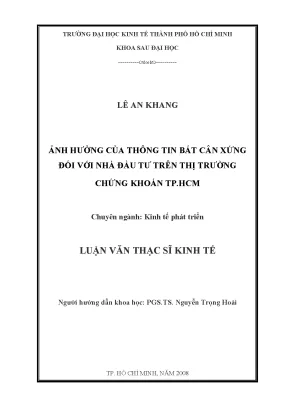 Luận văn ảnh hưởng của thông tin bất cẩn xứng đối với nhà đầu tư trên thị trường chứng khoán tp hcm