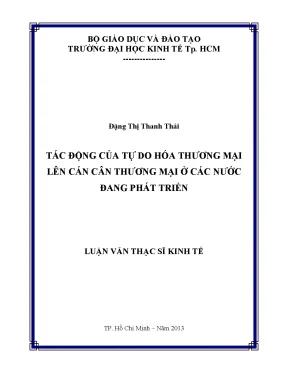Luận văn tác động của tự do hóa thương mại lên cán cân thương mại ở các nước đang phát triển