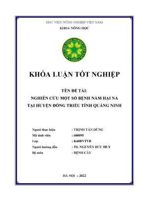 Nghiên cứu một số bệnh nấm hại na tại huyện đông triều tỉnh quảng ninh