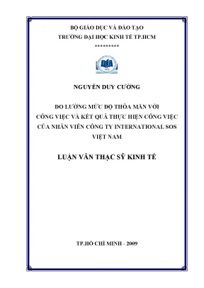 Luận văn đo lường mức độ thỏa mãn với công việc và kết quả thực hiện công việc của nhân viên công ty international sos việt nam luận văn thạc sĩ