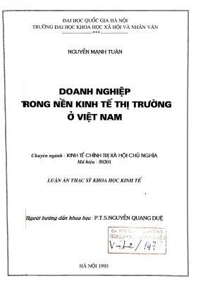 Luận văn thạc sĩ kinh tế chính trị doanh nghiệp trong nền kinh tế thị trường ở việt nam
