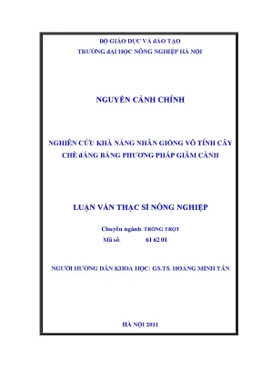 Nghiên cứu khả năng nhân giống vô tính cây chè đắng bằng phương pháp giâm cành