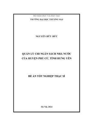 Luận văn quản lý chi ngân sách nhà nước của huyện phù cừ tỉnh hưng yên