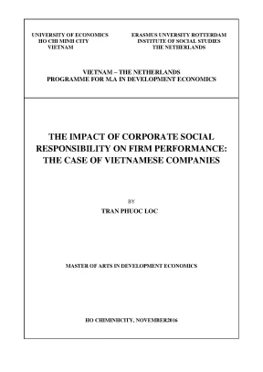 Luận văn the impact of corporate social responsibility on firm performance the case of in vietnamese companies