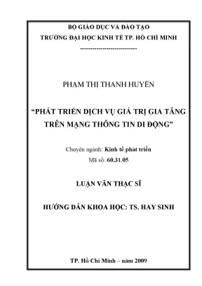 Luận văn phát triển dịch vụ giá trị gia tăng trên mạng thông tin di động