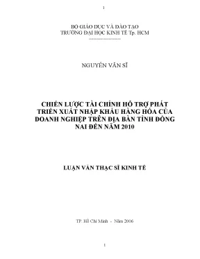 Luận văn chiến lược tài chính hỗ trợ phát triển xuất nhập khẩu hàng hóa của doanh nghiệp trên địa bàn tỉnh đồng nai đến năm 2010