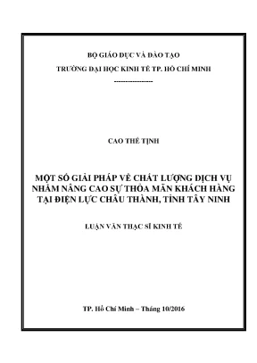Luận văn một số giải pháp về chất lượng dịch vụ nhằm nâng cao sự thỏa mãn khách hàng tại điện lực châu thành tỉnh tây ninh