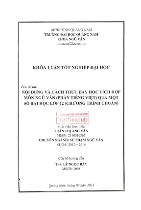 0669 nội dung và cách thức dạy học tích hợp môn ngữ văn phần tiếng việt qua một số bài học lớp 12 chương trình chuẩn trần thị anh văn luận văn đh quảng