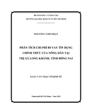 Luận văn phân tích chi phí đi vay tín dụng chính thức của nông dân tại thị xã long khánh tỉnh đồng nai