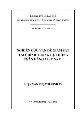 Luận văn nghiên cứu vấn đề giám sát tài chính trong hệ thống ngân hàng việt nam