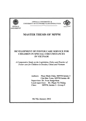 Luận văn thạc sĩ quản lý công development of foster care service for children in special circumstances in vietnam a comparative study on the legislation policy and practice of foster care for children in sweden china and vietnam